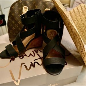 Black wedge sandals